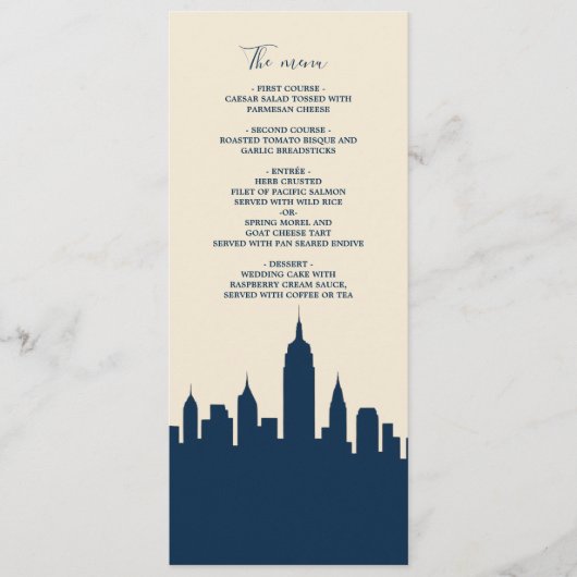 Weltweite Skyline-Ziel-Liebe Hochzeitsmenü Programm (Vorderseite)