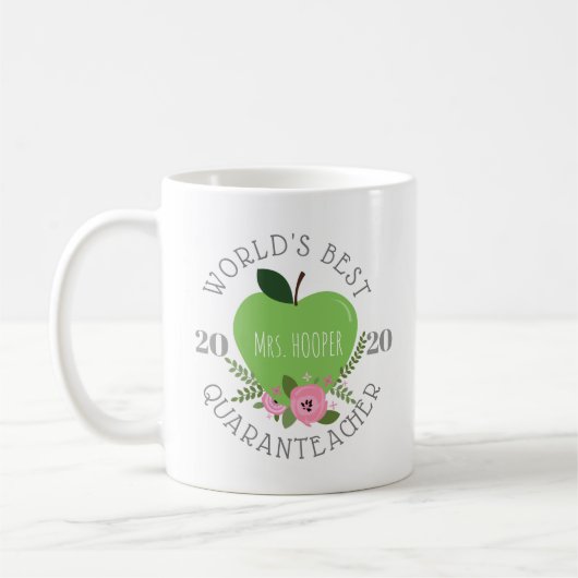 Weltweiter Quaranlehrer Floral Apple Kaffeetasse (Links)