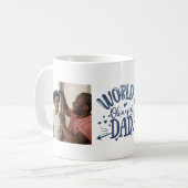 Weltweiter Vater in Blue Denim 2 Foto Kaffeetasse (Vorderseite Links)