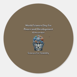 Weltwissenschaftstag für Frieden und Entwicklung. Runder Aufkleber