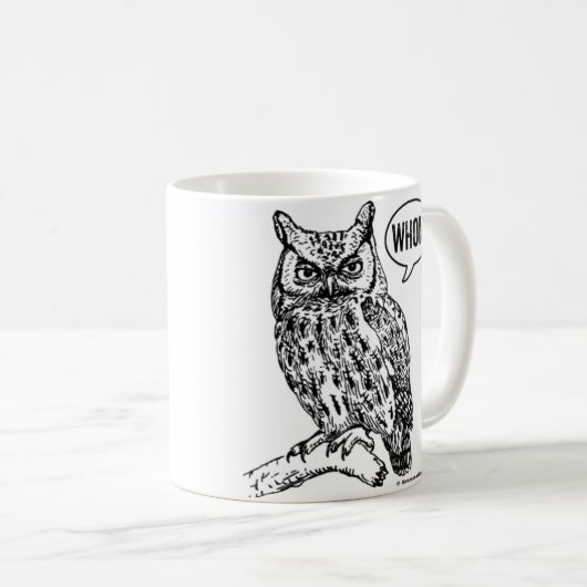 Wem Eulen-Grammatik-Tassen-englischer Lehrer Kaffeetasse (VorderseiteRechts)