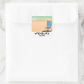 Wembury Devon Beach Reiseplakat Quadratischer Aufkleber (Tasche)