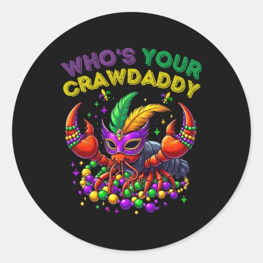 Wen Ihr Crawdaddy Crawfish Jester Beads Funny Ma Runder Aufkleber (Vorderseite)