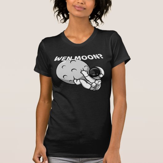 Wen Moon? - Funny Crypto Astronaut Meme T-Shirt (Vorderseite)