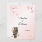 Wen verheiratet rosa Owl Einladung Hochzeit (Rückseite)