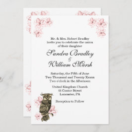 Wen verheiratet wird Owl Rosa Orchideen Einladung