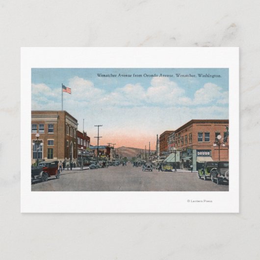 Wenatchee Ave View von Orondo Ave Postkarte (Vorderseite)