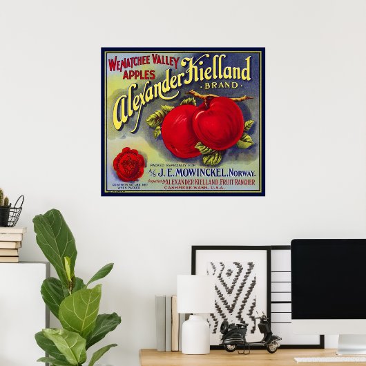 WENATCHEE VALLEY APPLES FRUIT CRATE LABEL 1910 POSTER (Heimbüro)