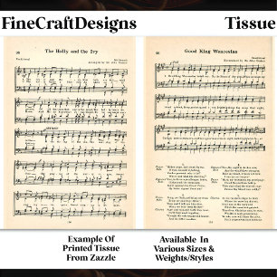 Wenceslas + Holly Ivy Sheet Music DU6 Decoupage Seidenpapier