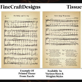 Wenceslas + Holly Ivy Sheet Music DU6F Decoupage Seidenpapier