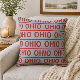 Wendbares Rot und Grau Ohio Kissen