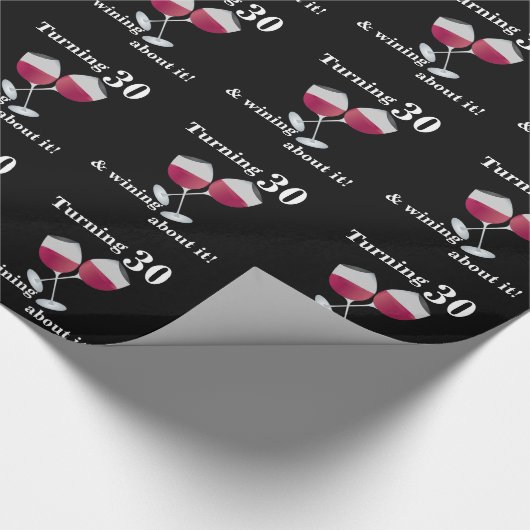 Wende 30 & Wining mit Red Wine Brillen Geschenkpapier (Ecke)