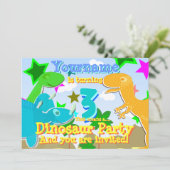 Wende 3 Dinosaurier Geburtstagsparty Einladungen (Stehend Vorderseite)