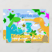 Wende 3 Dinosaurier Geburtstagsparty Einladungen (Vorne/Hinten)
