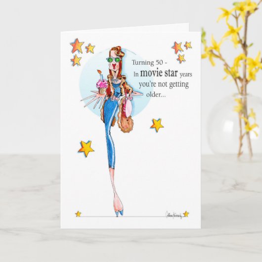 Wende 50 & Fabulous! Karte (Gelbe Blume)