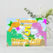 Wende 5 Dinosaur Geburtstagsparty Einladungen (Stehend Vorderseite)