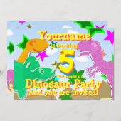 Wende 5 Dinosaur Geburtstagsparty Einladungen (Vorne/Hinten)