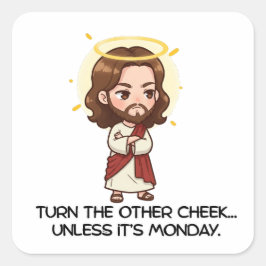 Wende die andere Wange, es sei denn, es ist Montag Quadratischer Aufkleber