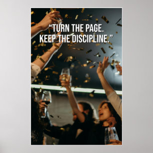 Wende die Seite, behalte die Disziplin Motivations Poster