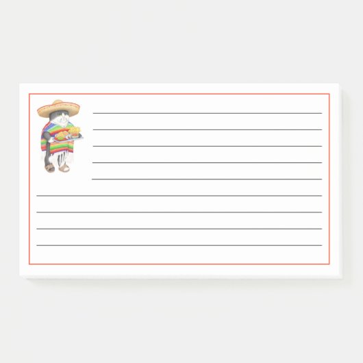 WENDELITO CAT 10"x6" Post It Notes + Lines Post-it Klebezettel (Vorderseite)