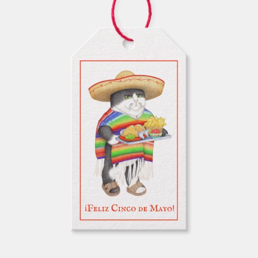WENDELITO CAT Cinco de Mayo Gift Tags Geschenkanhänger (Vorderseite)