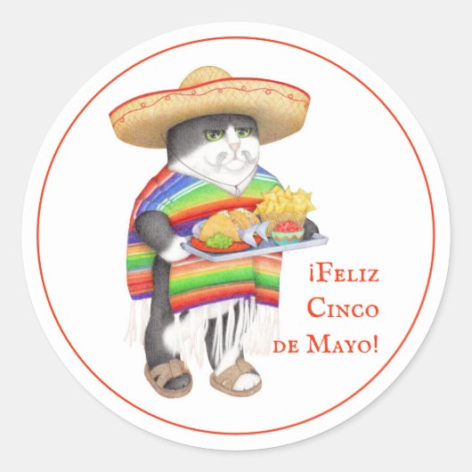 WENDELITO Cinco de Mayo Large Round Stickers (Vorderseite)