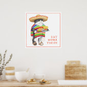 WENDELITO Eat More Tacos 12"x12" Poster (Küche)