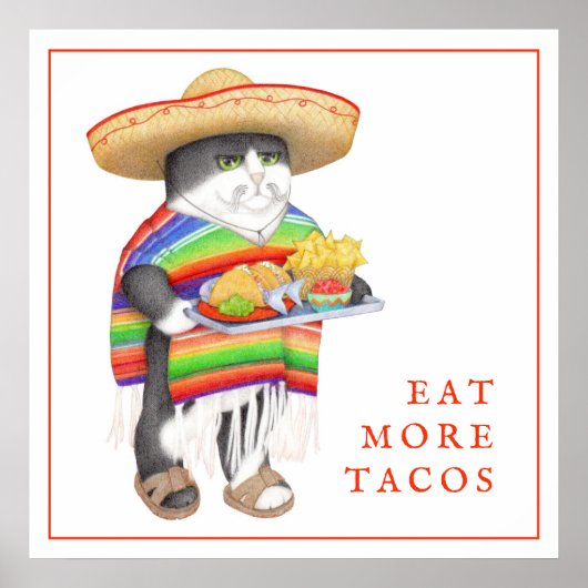 WENDELITO Eat More Tacos 12"x12" Poster (Vorne)