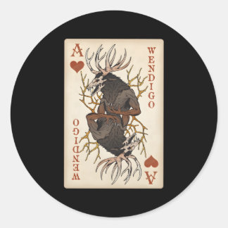 Wendigo Original Cryptid Playing Card Tarot As of Runder Aufkleber