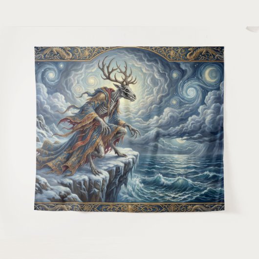 Wendigo Watch Over Starry Seas Wandteppich (Vorderseite (Horizontal))