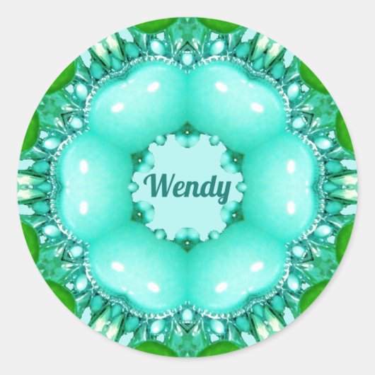 WENDY ~ Helles Abstraktes Fraktal Muster ~ Klassis Runder Aufkleber (Vorderseite)