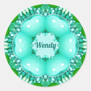 WENDY ~ Helles Abstraktes Fraktal Muster ~ Klassis Runder Aufkleber