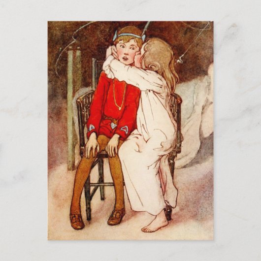 Wendy Kissing Peter Pan Postkarte (Vorderseite)