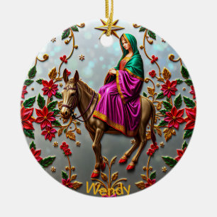WENDY ~ Mary on Donkey ~ Keramik Ornament