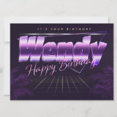 Wendy Name Vorname lila retro Karte Geburtstag (Vorderseite)