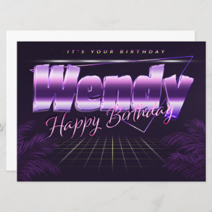 Wendy Name Vorname lila retro Karte Geburtstag