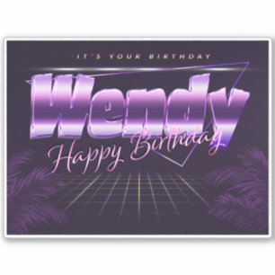 Wendy Name Vorname lila retro Sticker Geburtstag