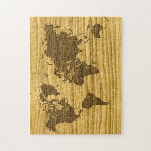 Wenge und Riss-Eichen-Weltkarte Puzzle (Vertikal)