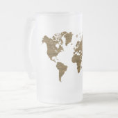 Wenge Weltkarte Mattglas Bierglas (Vorderseite Links)