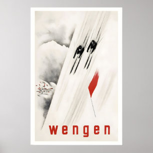Wengen Grindelwald Schweiz Vintage-Skiplakat Poster
