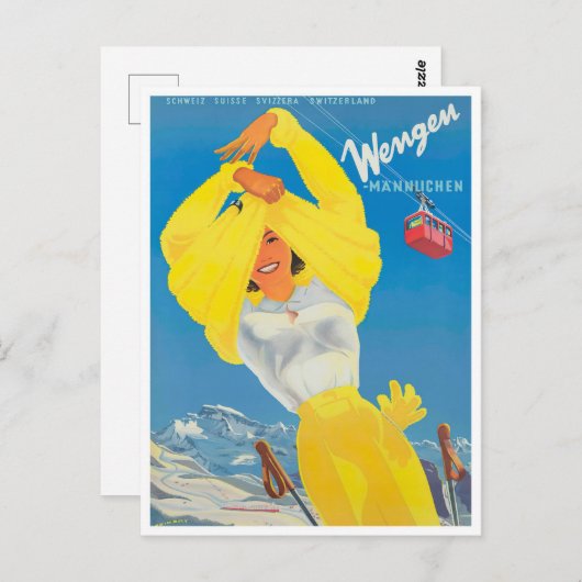 Wengen Schweiz Jahrgang Reise Postkarte (Vorne/Hinten)