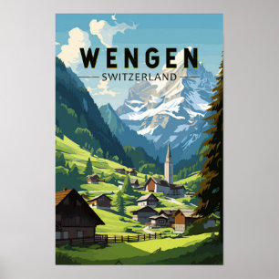 Wengen Schweiz Reise Kunst Vintage Poster