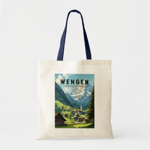 Wengen Schweiz Reise Kunst Vintage Tragetasche