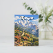 Wengen Schweiz Reise Postkarte (Stehend Vorderseite)