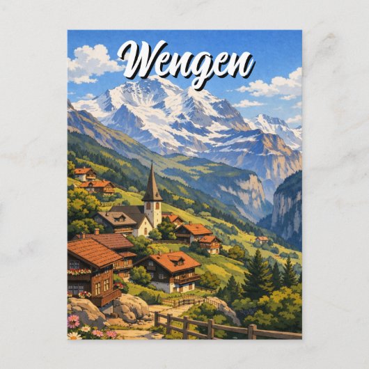 Wengen Schweiz Reise Postkarte (Vorderseite)