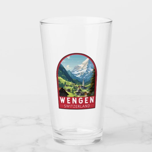 Wengen Schweiz Reisen Vintag Glas (Vorderseite)