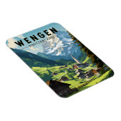 Wengen Schweiz Reisen Vintag Magnet (Rechte Seite)