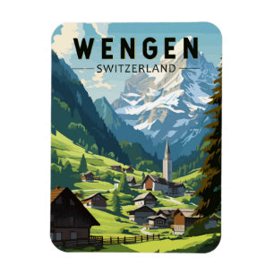 Wengen Schweiz Reisen Vintag Magnet