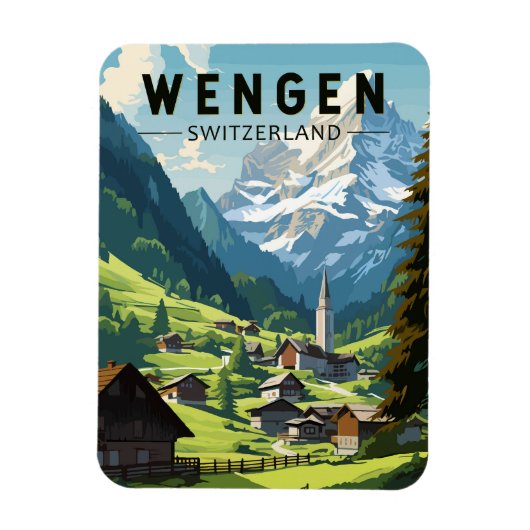 Wengen Schweiz Reisen Vintag Magnet (Vertikal)