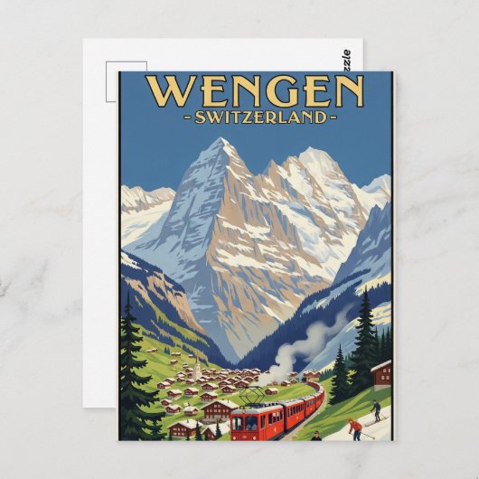 Wengen Schweiz Reisen Vintag Postkarte (Vorne/Hinten)